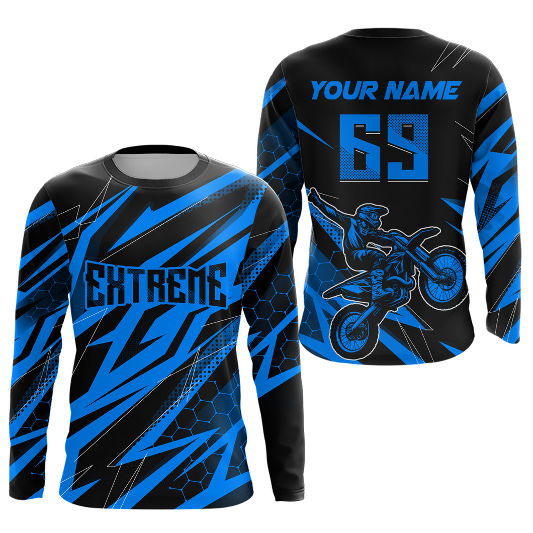 Motocross Jersey Kid Men Women Upf30+ Blue Racing Dirt Bike Shirt Off-Road Motorcycle XM286