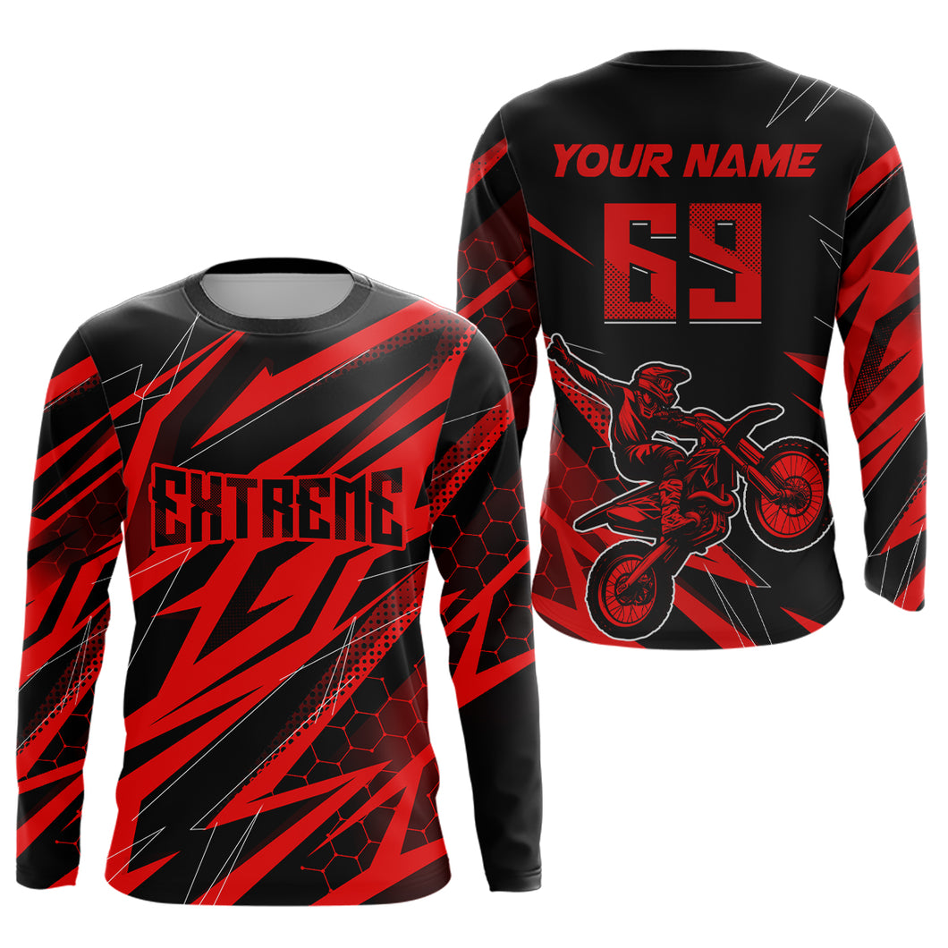 Motocross Jersey Kid Men Women Upf30+ Red Racing Dirt Bike Shirt Off-Road Motorcycle XM286