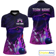 Load image into Gallery viewer, Dinosaur Purple Bowling Shirts for Men Women Custom Team Bowling Jerseys for Bowlers MBL133