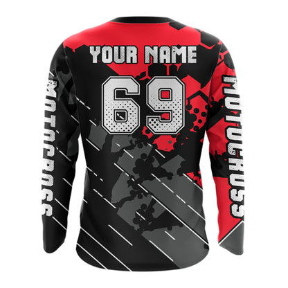 Motocross Racing Jersey Red Upf30+ Motorcycle Dirt Bike Jersey Off-Road Shirt Men Kid Women XM298