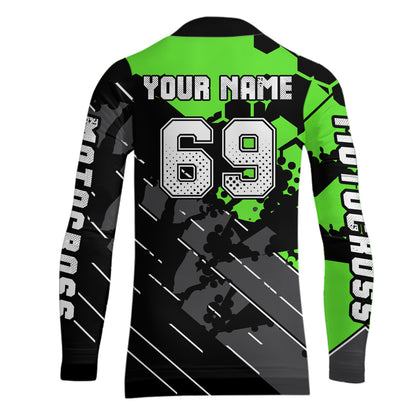 Motocross Racing Jersey Green Upf30+ Motorcycle Dirt Bike Jersey Off-Road Shirt Men Kid Women XM298
