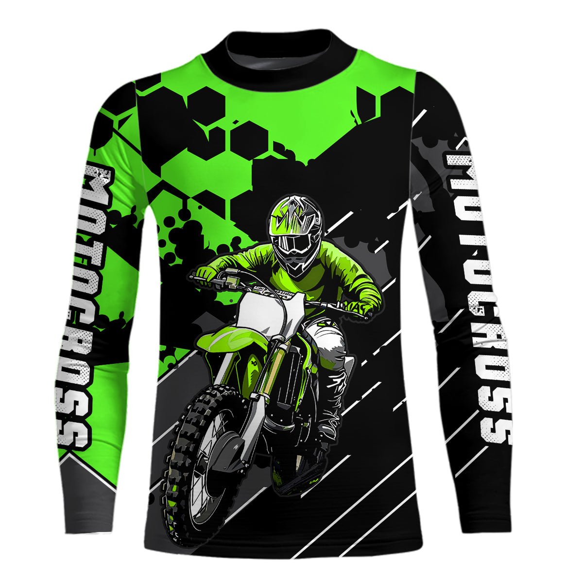 Motocross Racing Jersey Green Upf30+ Motorcycle Dirt Bike Jersey Off-Road Shirt Men Kid Women XM298