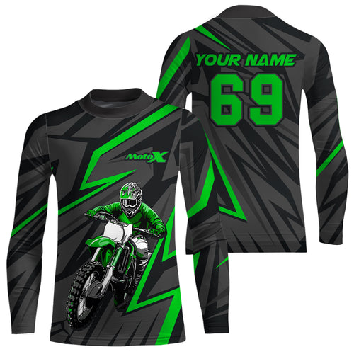 Custom Motocross Racing Jersey Green Dirt Bike Shirt Kid Men Women Off-road Shirt XM305