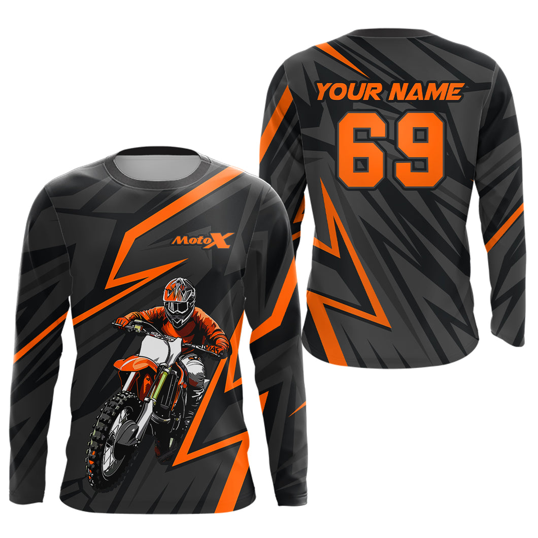 Custom Motocross Racing Jersey Orange Dirt Bike Shirt Kid Men Women Off-road Shirt XM305