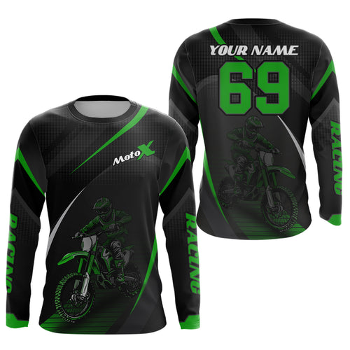 Motocross Racing Jersey Green Dirt Bike Shirt Off-road Riding Jersey Kid Men Women XM306