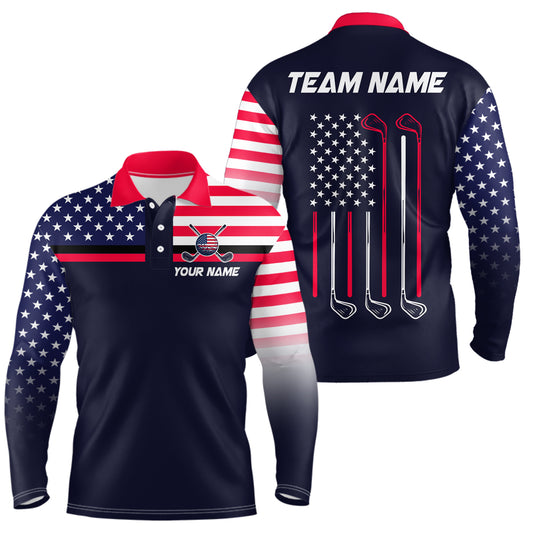 Custom Navy Blue Patriotic Golf Polo Shirt for Men Women Team Golf Apparel MMG20
