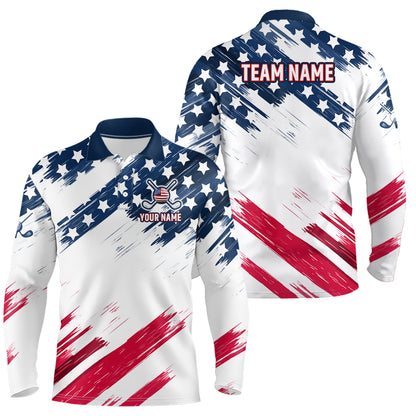 Custom Patriotic Golf Polo Shirt US Flag Golf Shirts for Men Women Team MMG30