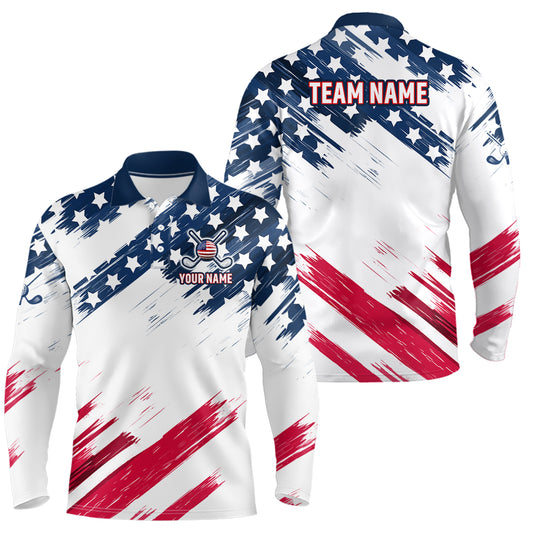 Custom Patriotic Golf Polo Shirt US Flag Golf Shirts for Men Women Team MMG30
