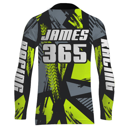 Custom Motocross Racing Jersey Men Kid Dirt Bike Shirt UPF30+ Off-Road Shirt Lime Green XM237