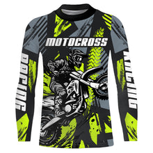 Load image into Gallery viewer, Custom Motocross Racing Jersey Men Kid Dirt Bike Shirt UPF30+ Off-Road Shirt Lime Green XM237