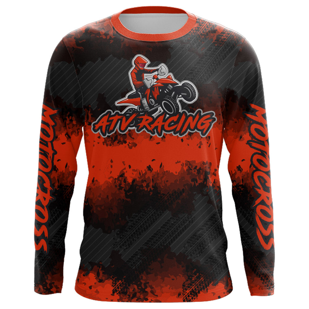 ATV Motocross Racing Jersey Red Black Upf30+ Quad Bike Shirt Kid Men ATV Riding Jersey MX26