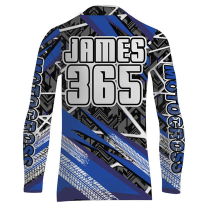Motocross Jersey Blue UPF30+ Youth Adult Racing Dirt Bike Shirt Off-Road Long Sleeves XM116