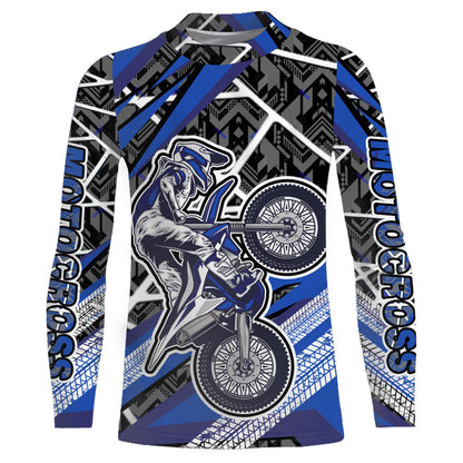 Motocross Jersey Blue UPF30+ Youth Adult Racing Dirt Bike Shirt Off-Road Long Sleeves XM116