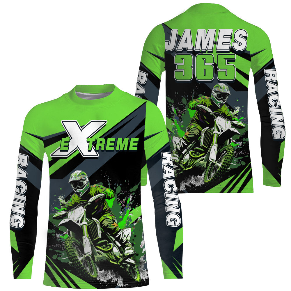 Motocross Racing Jersey Green UPF30+ Men Kid Dirt Bike Shirt Off-Road Jersey Motorcycle XM118