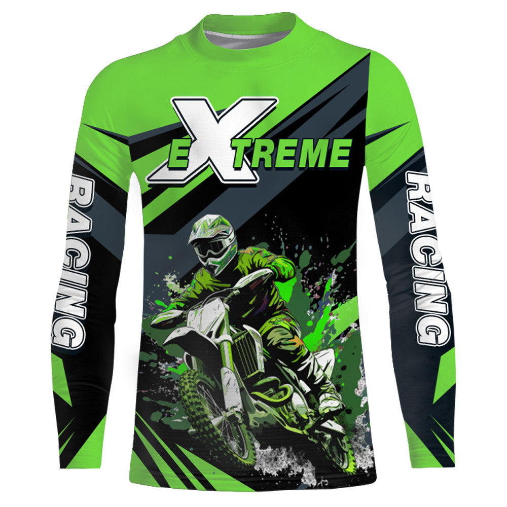 Motocross Racing Jersey Green UPF30+ Men Kid Dirt Bike Shirt Off-Road Jersey Motorcycle XM118