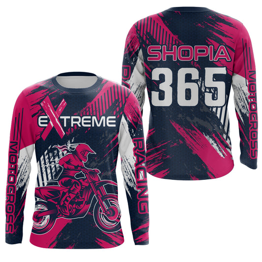 Pink Motocross Racing Jersey Upf30+ Off-road MX Racing Dirt Bike Jersey Kid Girl Women XM174