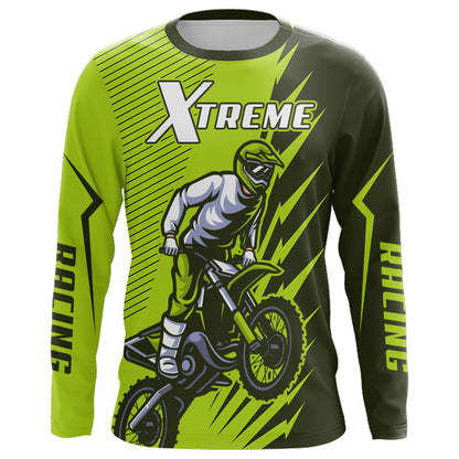 Green Motocross Racing Jersey Upf30+ Dirt Bike Shirt Motorcycle Men Kid Women XM176