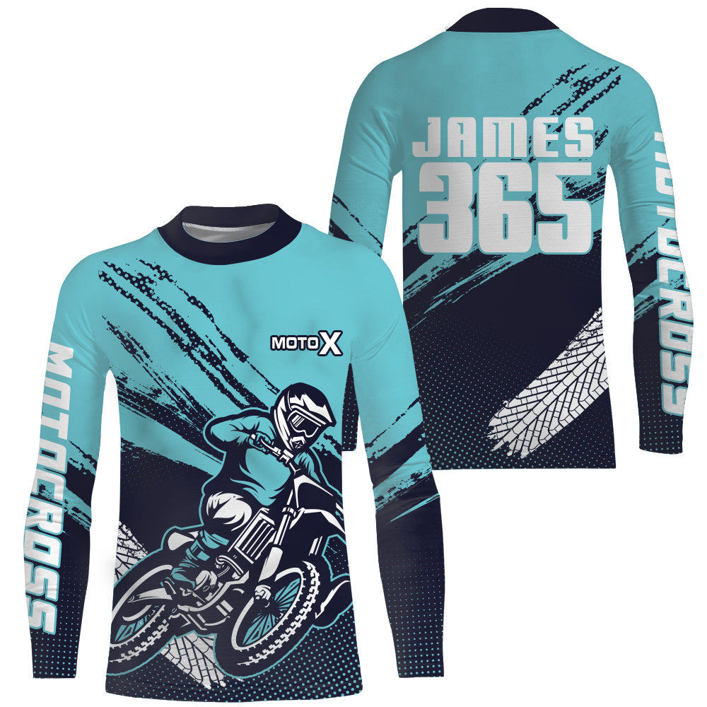 Motocross Racing Jersey Blue Upf30+ Dirt Bike Shirt Men Kid Women Motorcycle Jersey XM252