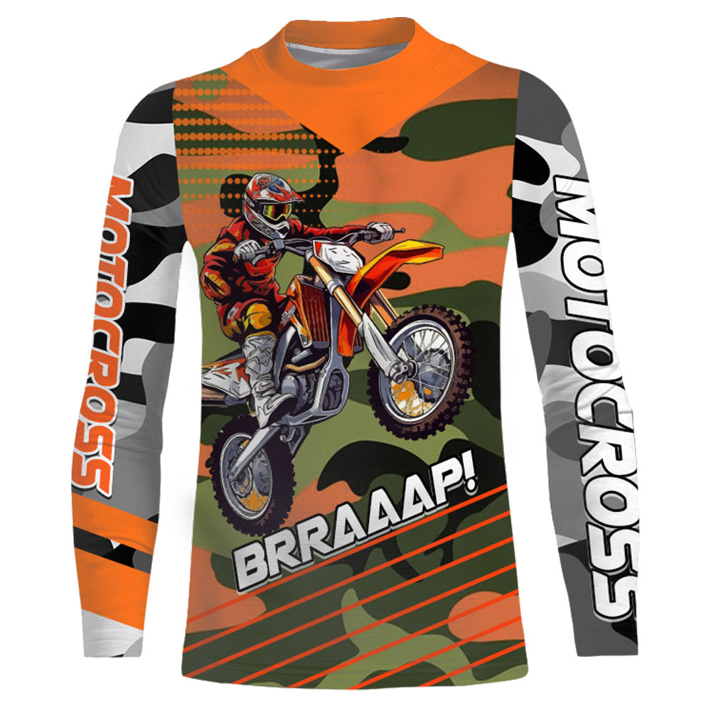 Camo Motocross Racing Jersey UPF30+ Youth Dirt Bike Shirt Kid Women Men Off-road Jersey XM132