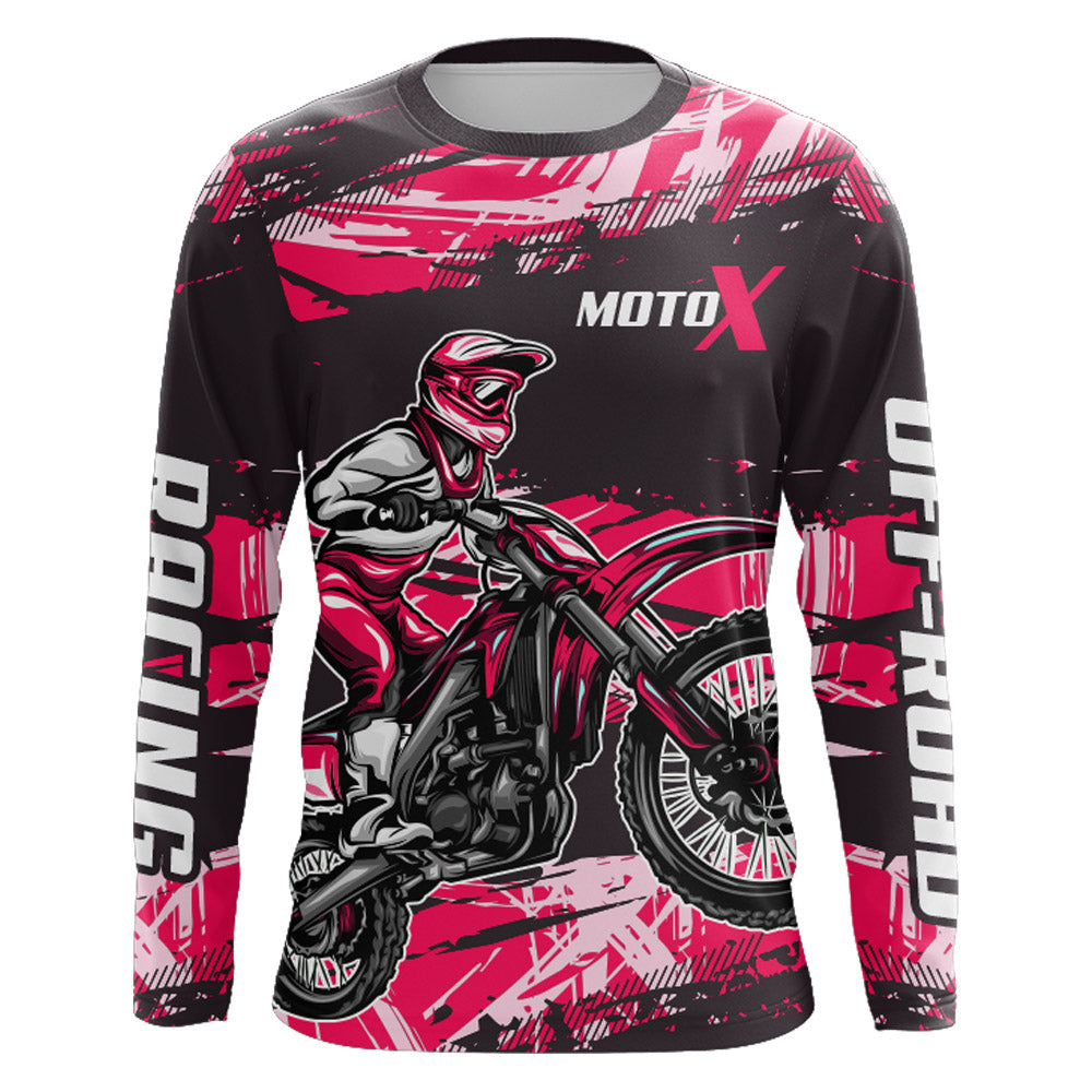 Girl Women Motocross Racing Jersey Pink Black UPF30+ Dirt Bike Shirt  Motorcycle Jersey XM220