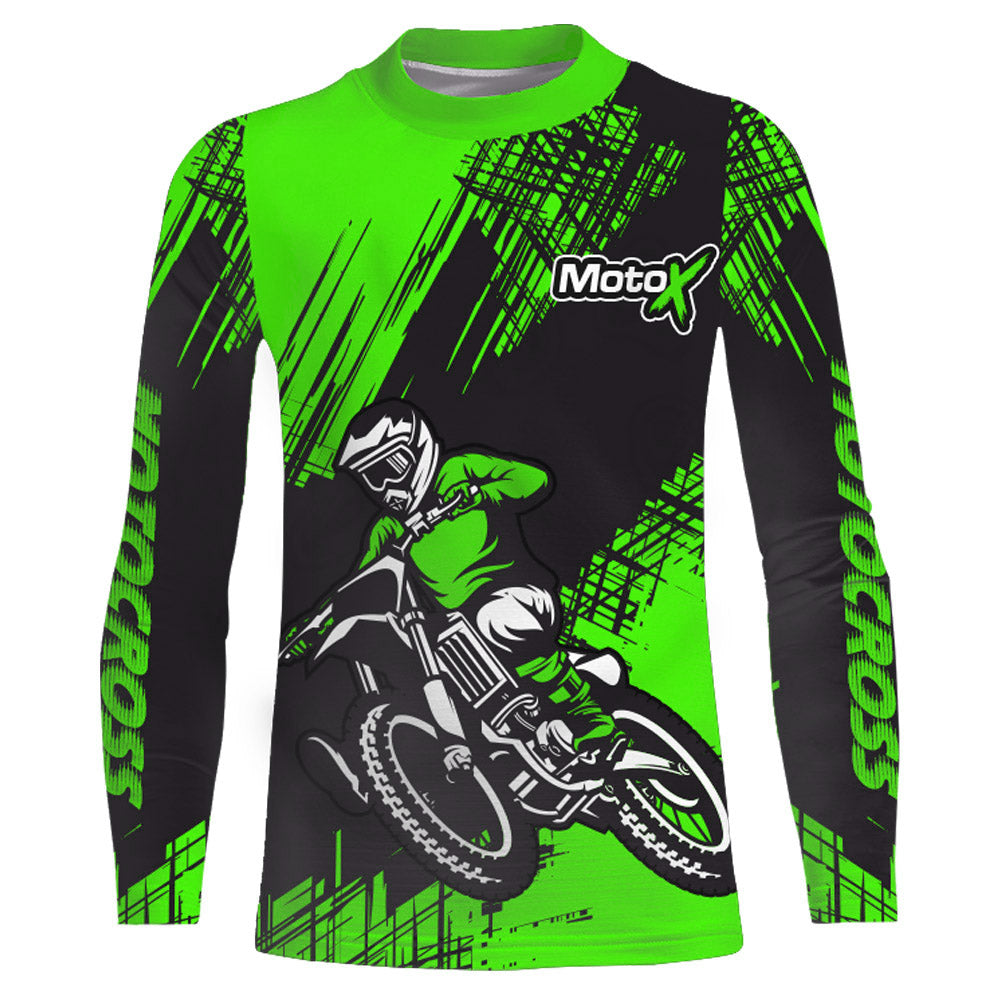 Green Motocross Racing Jersey Men Kid Upf30+ Dirt Bike Off-Road Shirt MX Jersey XM192