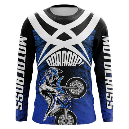 Blue Motocross Racing Jersey Youth Dirt Bike Shirt UPF30+ Motorcycle Racing Jersey XM198