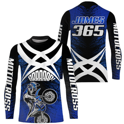 Blue Motocross Racing Jersey Youth Dirt Bike Shirt UPF30+ Motorcycle Racing Jersey XM198
