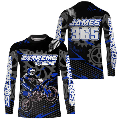 Blue Motocross Racing Jersey Upf30+ Dirt Bike Shirt Kids Women Men Off-road Jersey XM199