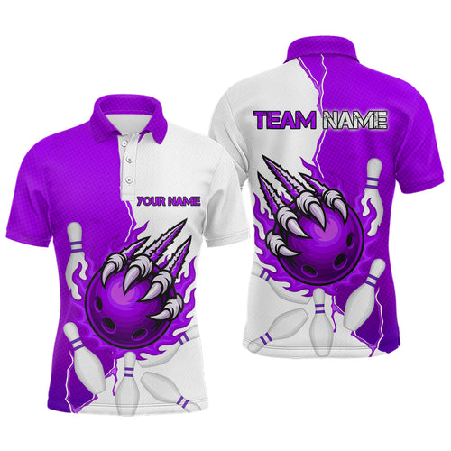Custom Sharp Claws Bowling Shirt Purple Men Women Team Bowling Flaming Jerseys MBL91
