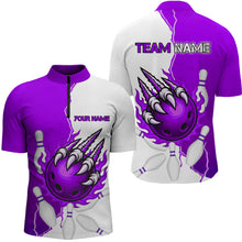 Load image into Gallery viewer, Custom Sharp Claws Bowling Shirt Purple Men Women Team Bowling Flaming Jerseys MBL91