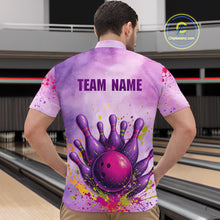 Load image into Gallery viewer, Purple Bowling Shirts for Women Men Team Bowling Polo &amp; Quarter Zip for Bowlers MBL119