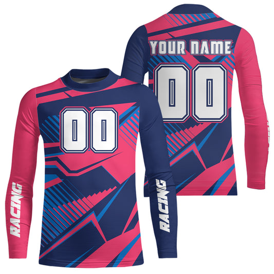 Bue and Pink Motocross Jersey Custom Dirt Bike Jersey for Women Men Kid Upf30+ XM360