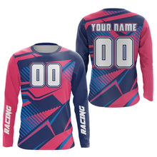 Load image into Gallery viewer, Bue and Pink Motocross Jersey Custom Dirt Bike Jersey for Women Men Kid Upf30+ XM360