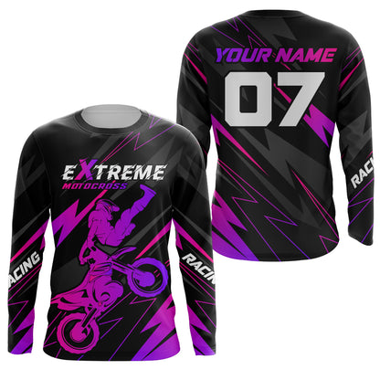 Custom Motocross Jersey Purple Youth Men UPF30+ Dirt Bike Shirt Off-Road Extreme Racing Motorcycle Shirt XM29