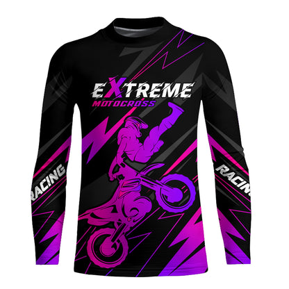 Custom Motocross Jersey Purple Youth Men UPF30+ Dirt Bike Shirt Off-Road Extreme Racing Motorcycle Shirt XM29