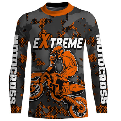 Motocross Jersey Orange Upf30+ Dirt Bike MX Racing Kid Men Women Motorcycle Shirt XM112
