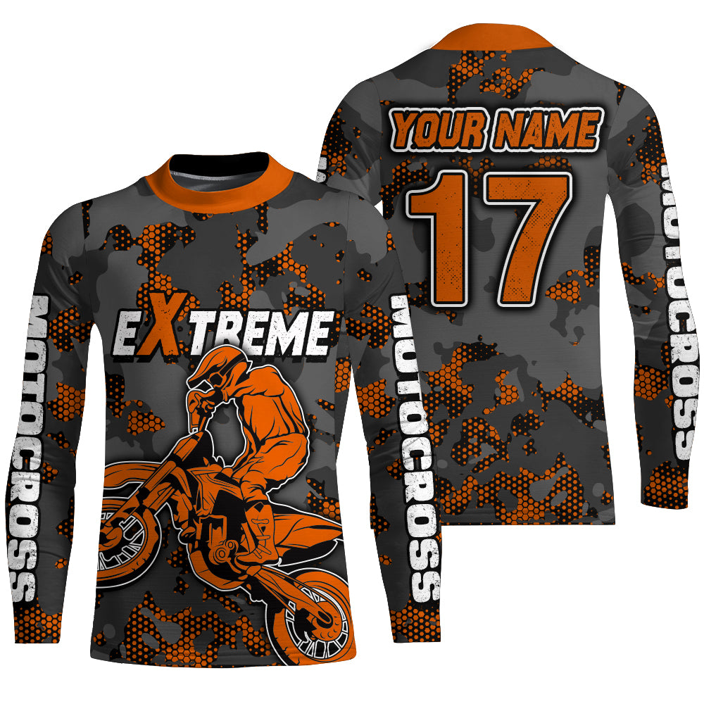 Motocross Jersey Orange Upf30+ Dirt Bike MX Racing Kid Men Women Motorcycle Shirt XM112