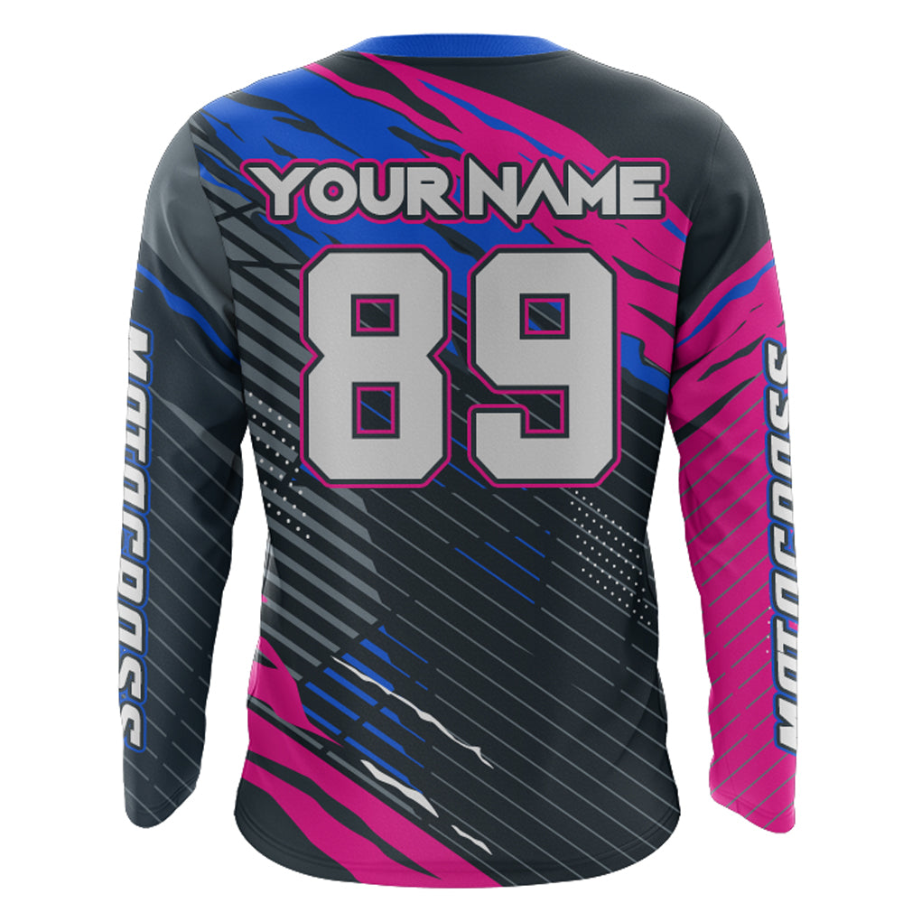 Extreme Motocross Jersey UPF30+ Pink Blue Dirt Bike Racing Biker Girls Motorcycle Shirt XM113
