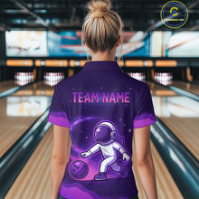 Load image into Gallery viewer, Astronaut Purple Bowling Shirts for Women Men Team Custom Galaxy Bowling Jerseys MBL168