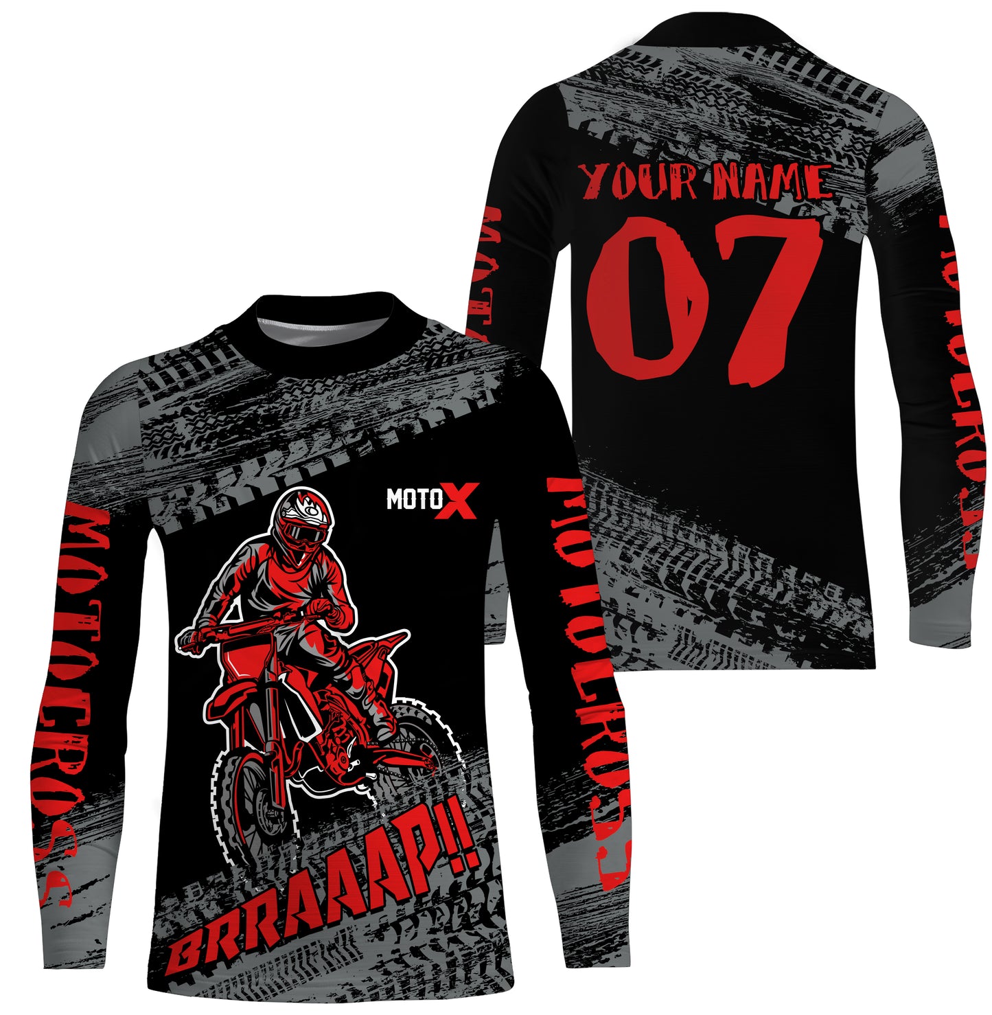 Motocross Jersey Kid Men Dirt Bike Racing Shirt Upf30+ Off-road Motorcycle Jersey Red XM202
