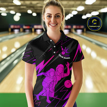 Load image into Gallery viewer, Purple Bowling Shirts for Women Men Custom Team Bowling Jerseys Personalized MBL175