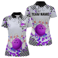 Load image into Gallery viewer, Purple Bowling Shirts Custom Watercolor Bowling Jersey for Men Women with Team Name MBL53