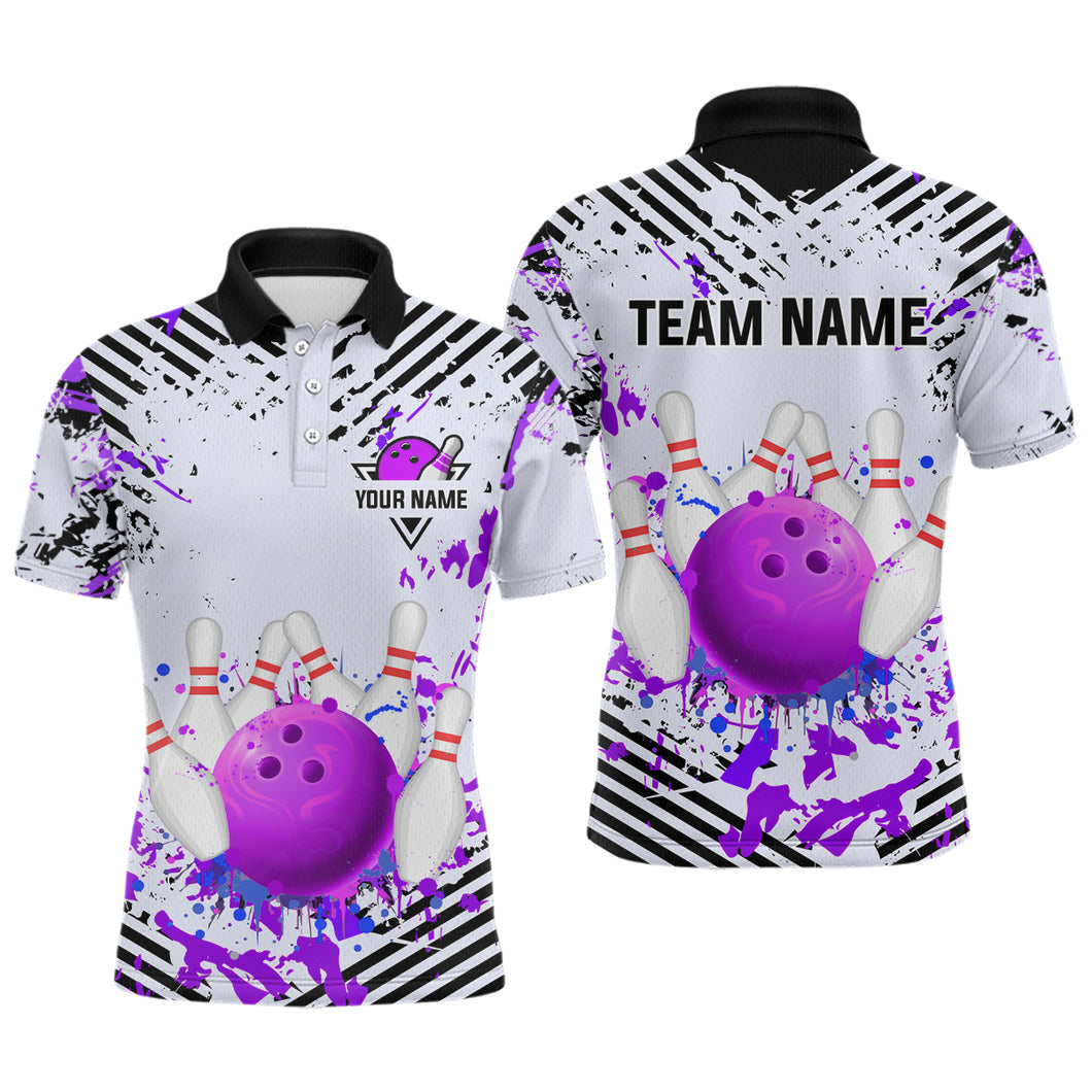 Purple Bowling Shirts Custom Watercolor Bowling Jersey for Men Women with Team Name MBL53