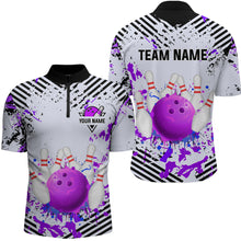 Load image into Gallery viewer, Purple Bowling Shirts Custom Watercolor Bowling Jersey for Men Women with Team Name MBL53