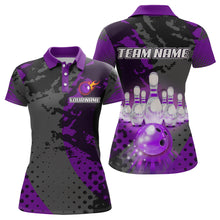 Load image into Gallery viewer, Fire Bowling Shirt Custom Purple Bowling Jersey for Men Women with Team Name MBL63