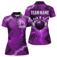Load image into Gallery viewer, Thunder Lightning Bowling Shirt Purple Bowling Jersey Men Women Team Bowling Shirts MBL64
