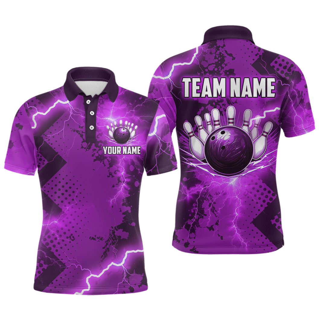 Thunder Lightning Bowling Shirt Purple Bowling Jersey Men Women Team Bowling Shirts MBL64