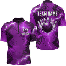 Load image into Gallery viewer, Thunder Lightning Bowling Shirt Purple Bowling Jersey Men Women Team Bowling Shirts MBL64
