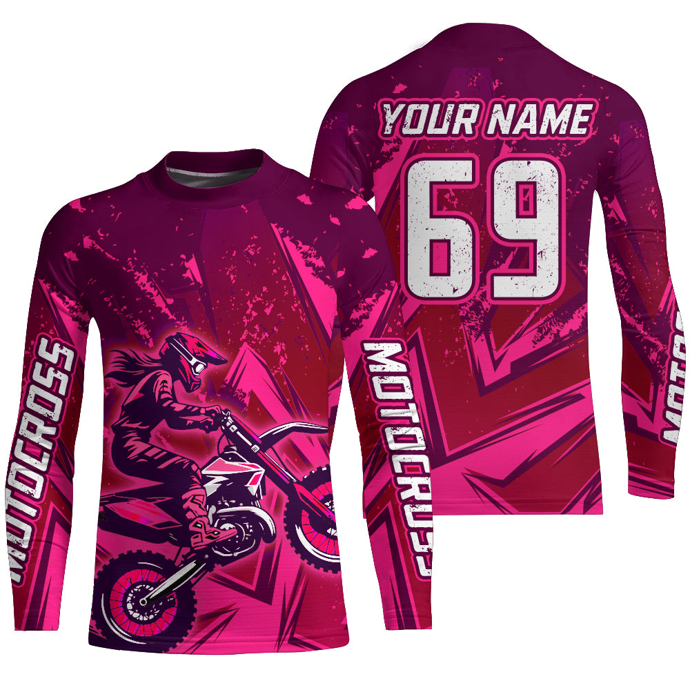 Pink Motocross Racing Jersey Women Kid Men UV Protective Youth Adult Dirt Bike Shirt XM270
