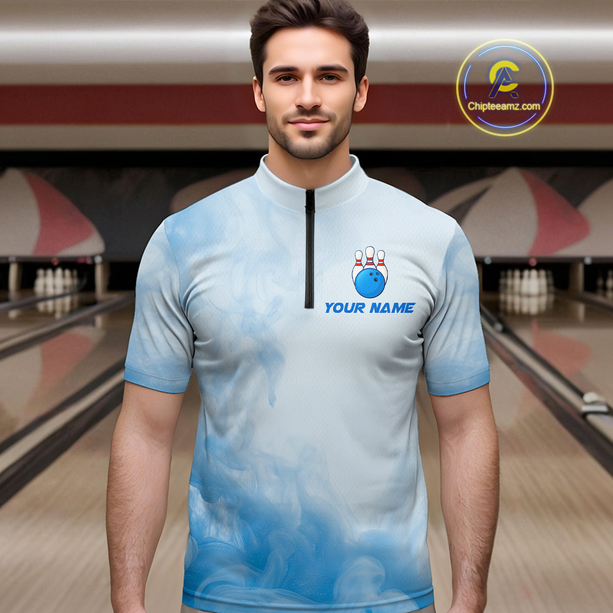 Blue Smoke Bowling Shirts for Women Men Team Custom Bowling Jerseys for Bowlers MBL139